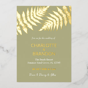 Invitation En Aluminium Fermes vertes de forêt en plein air Gold Mariage