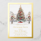 Invitation En Aluminium Festif Golden Border Corporate Christmas Party (Recto)