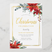 Invitation En Aluminium Festif moderne Géométrique de Noël Gold (Recto)