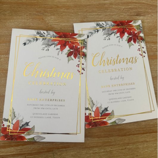 Invitation En Aluminium Festif moderne Géométrique de Noël Gold