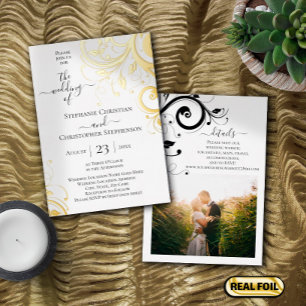 Invitation En Aluminium Festivals et Feuilles photo sur Mariage arrière