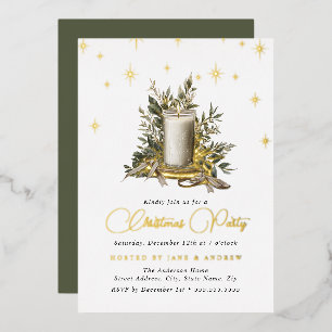 Invitation En Aluminium Festive Chandelle Shimmer Noël léger