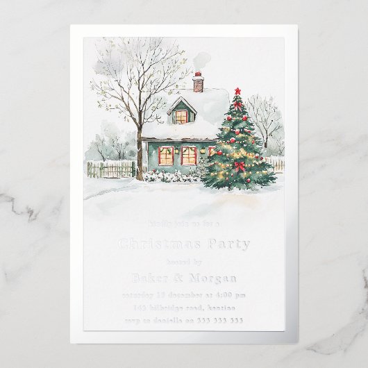 Invitation En Aluminium Festive Cosy Foil fête de Noël (Recto)