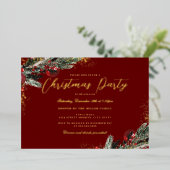 Invitation En Aluminium Festive Gold Red Sparkle Foliage Noël (Debout devant)
