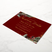 Invitation En Aluminium Festive Gold Red Sparkle Foliage Noël (Rotation)