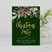Invitation En Aluminium Festive Green & Gold Fête de Noël (Debout devant)