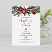 Invitation En Aluminium Festive Noël Foliage Red Gold (Debout devant)