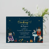 Invitation En Aluminium Festive Nutcracker Ballet Christmas Party Navy (Debout devant)