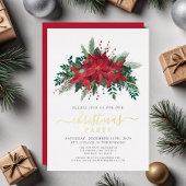 Invitation En Aluminium Festive Red Poinsettia fête de Noël