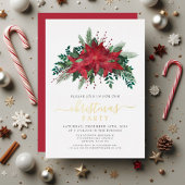 Invitation En Aluminium Festive Red Poinsettia fête de Noël