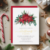 Invitation En Aluminium Festive Red Poinsettia fête de Noël