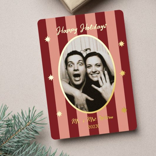 Invitation En Aluminium Festive Red Striped Holiday Party