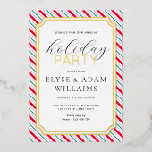 Invitation En Aluminium Festive Stripe Fête (Recto)