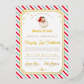 Invitation En Aluminium Festive Stripe Naughty List Certificat Foil Card (Recto)