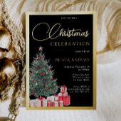 Invitation En Aluminium Festive Tree Black Office Christmas Party Gold