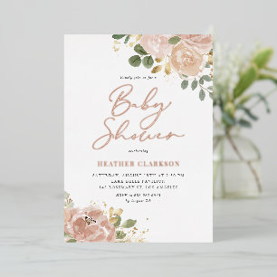 Invitation En Aluminium Fête bébé Fleurs Mauve Pêche Aquarelle Bohème