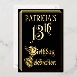 Invitation En Aluminium Fête d'anniversaire 13 ans — Écriture élégante et