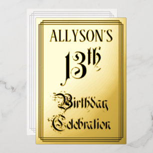 Invitation En Aluminium Fête d'anniversaire 13 ans — Écriture élégante + N