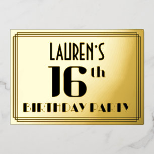 Invitation En Aluminium Fête d'anniversaire 16 ans : nom et « 16 » style A