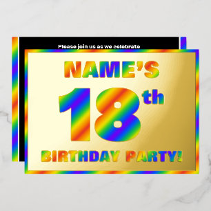Invitation En Aluminium Fête d'anniversaire 18 ans — « 18 » spectre arc-en