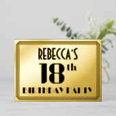 Invitation En Aluminium Fête d'anniversaire 18 ans : déco Art déco “18” et (Debout devant)