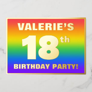 Invitation En Aluminium Fête d'anniversaire 18 ans : motif arc-en-ciel col