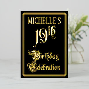 Invitation En Aluminium Fête d'anniversaire 19 ans — Écriture fantaisie et