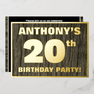 Invitation En Aluminium Fête d'anniversaire 20 ans : motif gras de faux gr