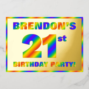 Invitation En Aluminium Fête d'anniversaire 21 ans — « 21 » spectre arc-en