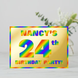 Invitation En Aluminium Fête d'anniversaire 24 ans — « 24 » spectre arc-en