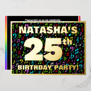 Invitation En Aluminium Fête d'anniversaire 25 ans — Symboles musicaux col