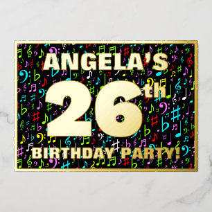 Invitation En Aluminium Fête d'anniversaire 26 ans — Symboles musicaux col