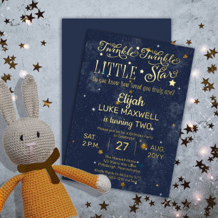 Invitation En Aluminium Fête d'anniversaire 2 ans pour garçon Twinkle Twin