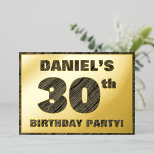 Invitation En Aluminium Fête d'anniversaire 30 ans — Texte à grain de bois