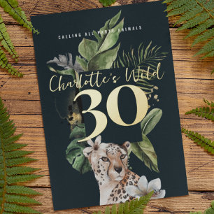 Invitation En Aluminium Fête d'anniversaire 30 ans Wild Jungle Leopard