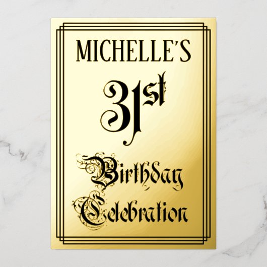 Invitation En Aluminium Fête d'anniversaire 31 ans — Écriture élégante + N (Recto)