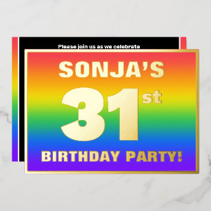 Invitation En Aluminium Fête d'anniversaire 31 ans : motif arc-en-ciel col