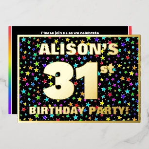 Invitation En Aluminium Fête d'anniversaire 31 ans — Motif d'étoiles color
