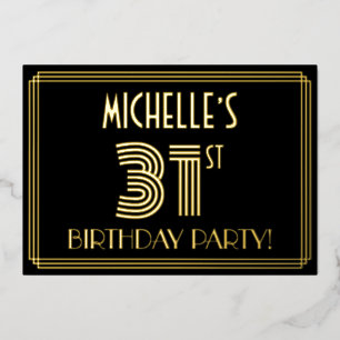 Invitation En Aluminium Fête d'anniversaire 31 ans — Style Art Déco “31” +