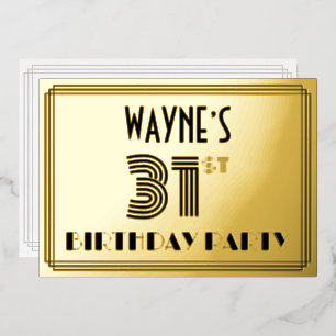Invitation En Aluminium Fête d'anniversaire 31 ans — Style Art déco “31” &