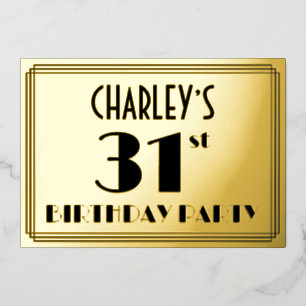 Invitation En Aluminium Fête d'anniversaire 31 ans — Style Art déco « 31 »