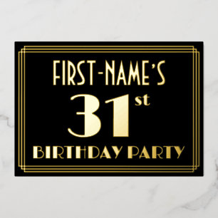 Invitation En Aluminium Fête d'anniversaire 31 ans : Style Art Déco « 31 »