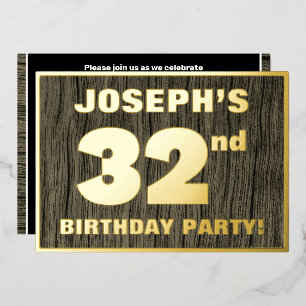 Invitation En Aluminium Fête d'anniversaire 32 ans : motif gras imitation