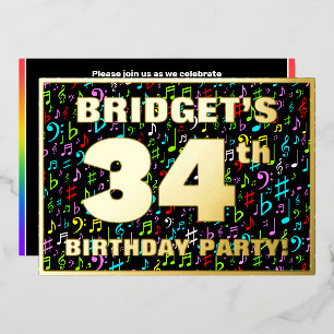 Invitation En Aluminium Fête d'anniversaire 34 ans — Symboles de musique c