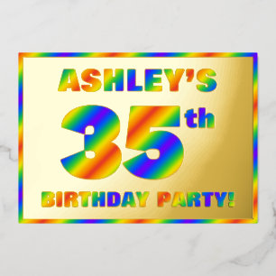 Invitation En Aluminium Fête d'anniversaire 35 ans — « 35 » spectre arc-en