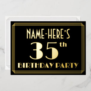 Invitation En Aluminium Fête d'anniversaire 35 ans : décoration Art Déco «