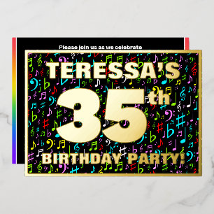Invitation En Aluminium Fête d'anniversaire 35 ans — Symboles musicaux amu