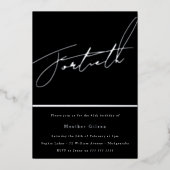Invitation En Aluminium Fête d'anniversaire 40 ans Silver Script argent (Recto)