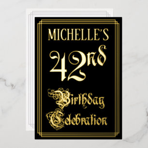 Invitation En Aluminium Fête d'anniversaire 42 ans — Écriture fantaisie et