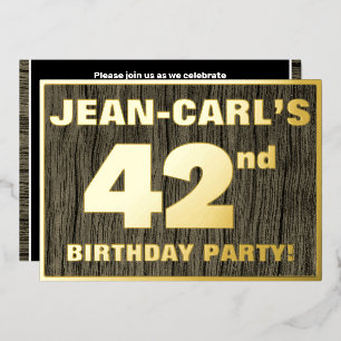 Invitation En Aluminium Fête d'anniversaire 42 ans : motif gras imitation
